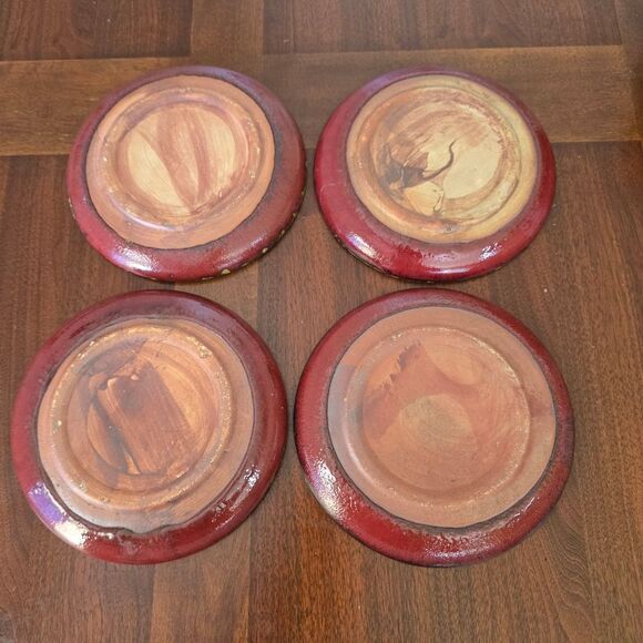 Pier 1 One CRACKLE COLLECTION Rustic Rust Pottery Stoneware Salad Plates Set 4 - Picture 2 of 4